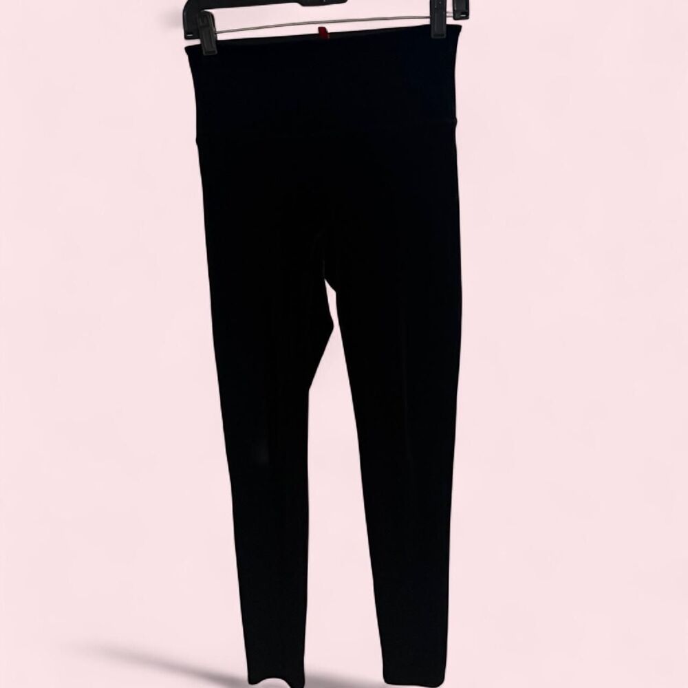 Spanx Leggings Womens M Black Faux Leather High Waisted Compression